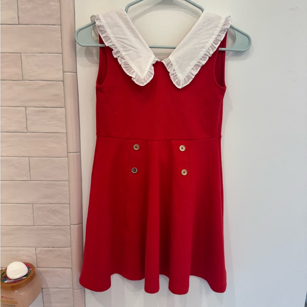Janie and Jack Red Girls Dress with White Collar 8